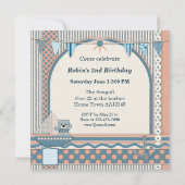 Scrapbook Sailboot Nautical Birthday Kinder Party Kaart (Achterkant)