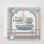 Scrapbook Sailboot Nautical Birthday Kinder Party Kaart (Voorkant)