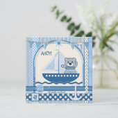Scrapbook Sailboot Nautical Birthday Kinder Party Kaart (Staand voorkant)