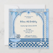 Scrapbook Sailboot Nautical Birthday Kinder Party Kaart (Achterkant)