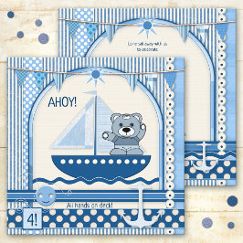 Scrapbook Sailboot Nautical Birthday Kinder Party Kaart