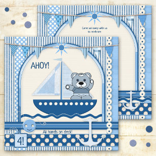 Scrapbook Sailboot Nautical Birthday Kinder Party Kaart