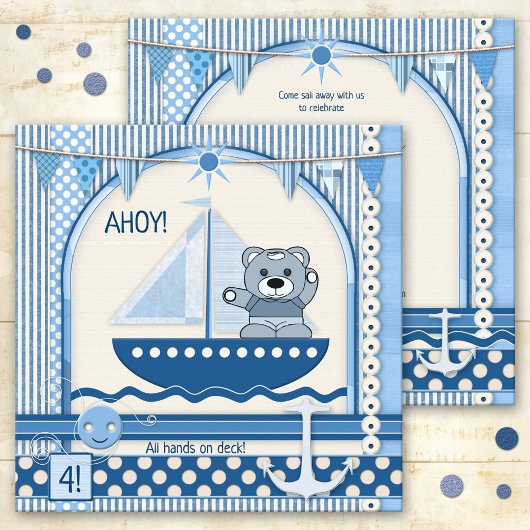 Scrapbook Sailboot Nautical Birthday Kinder Party Kaart