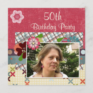 Scrapbook Style 50th Birthday Party Voeg je foto t Kaart