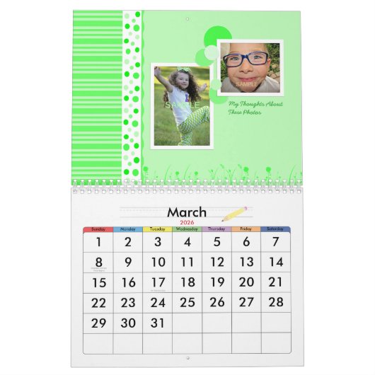 Scrapbook Style Family Photo Elk jaar Agenda Kalender (Mar 2026)
