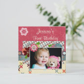 Scrapbook Style Girls' 1e verjaardag foto Kaart (Staand voorkant)