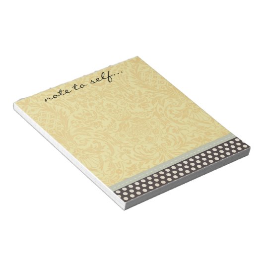 Scrapbook Style Polka Dot and Damask met lint Notitieblok (Schuin)