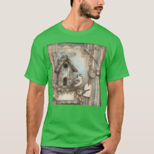 Scrapbook Style Vogels Vogelhuisjes jongen T-shirt