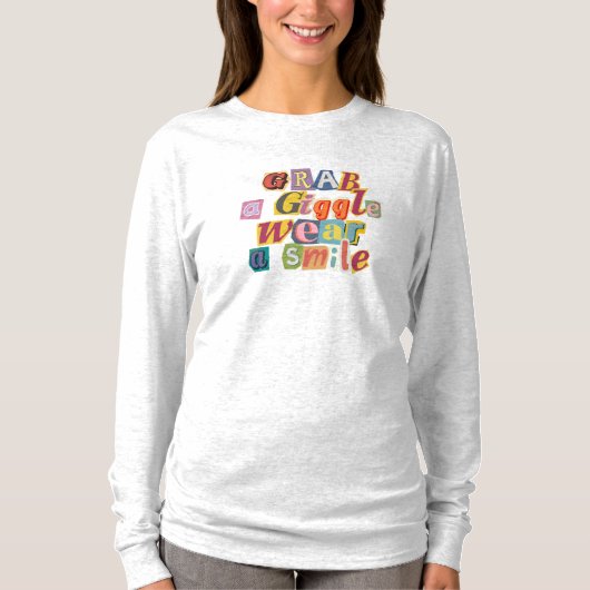  Scrapbook Typografie Giggle Smile Simple T-shirt (Voorkant)