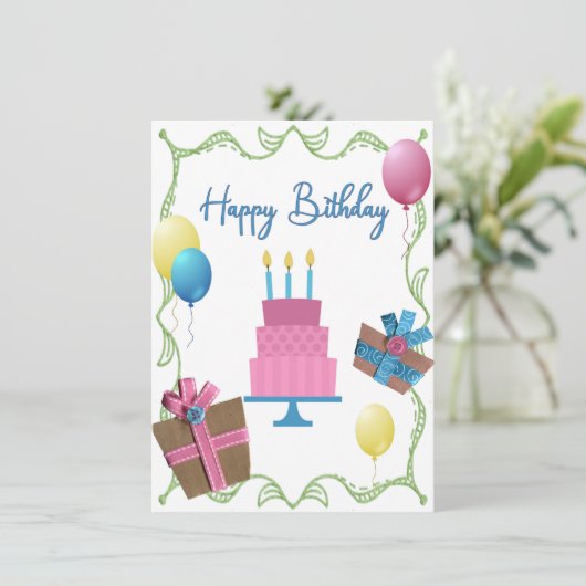 Scrapbooked Verjaardag Kaart (Staand voorkant)