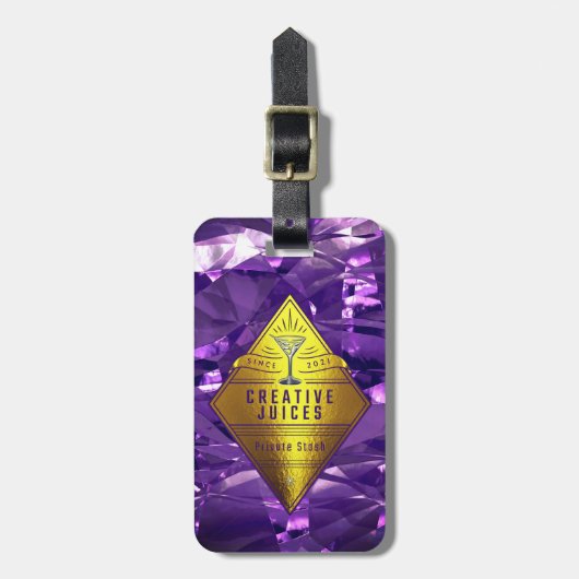 Scrapbooker Paarse Folie Design "Creative Juices" Bagagelabel (Voorkant verticaal)