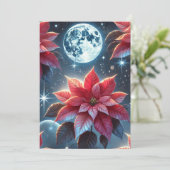 Scrapbooking afdrukbare maanverlichte poinsettia p kaart (Staand voorkant)