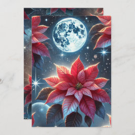 Scrapbooking afdrukbare maanverlichte poinsettia p kaart