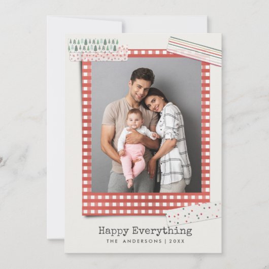 Scrapbooking Feestdagen | Gingham Lijst foto Feestdagenkaart (Voorkant)