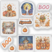 Scrapbooking Halloween Hondenliefhebber Herfst Boo Sticker (Voorkant)