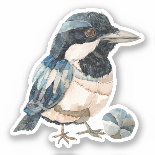 Scrapbooking Magpie Bird Sticker (Voorkant)