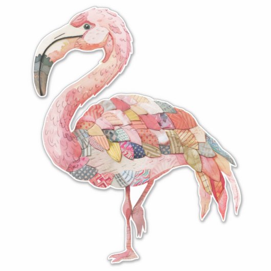 Scrapbooking Roze Flamingo Sticker (Voorkant)