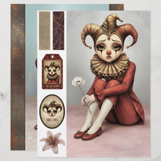 Scrapbooking Sheet whimsical gothic illustration Briefhoofd (Voorkant / Achterkant)