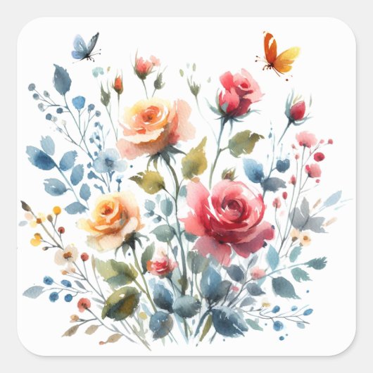 Scrapbooking Sticker Waterverf Flowers (Voorkant)