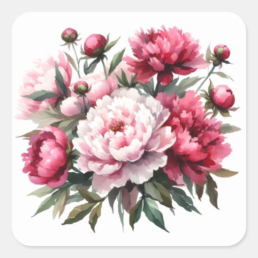 Scrapbooking Sticker Waterverf pioenen (Voorkant)