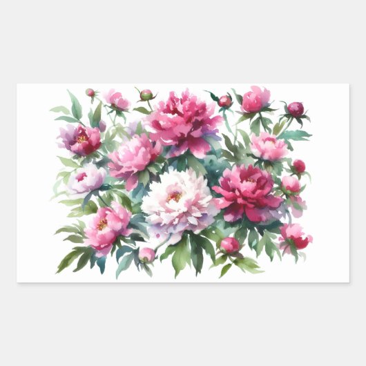 Scrapbooking Sticker Waterverf pioenen (Voorkant)