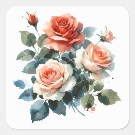 Scrapbooking Sticker Waterverf Rozen (Voorkant)
