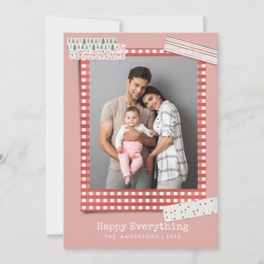 Scrapbooking Vakanties | Gingham Frame foto Feestdagenkaart (Voorkant)
