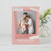 Scrapbooking Vakanties | Gingham Frame foto Feestdagenkaart (Staand voorkant)
