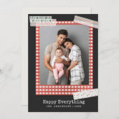 Scrapbooking Vakanties | Gingham Frame foto Feestdagenkaart (Voorkant / Achterkant)