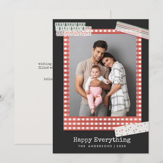 Scrapbooking Vakanties | Gingham Frame foto Feestdagenkaart (Voorkant / Achterkant)