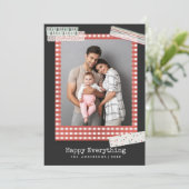 Scrapbooking Vakanties | Gingham Frame foto Feestdagenkaart (Staand voorkant)