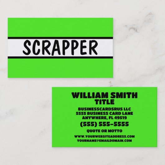 Scrapper Neon Green Visitekaartje (Voorkant / Achterkant)