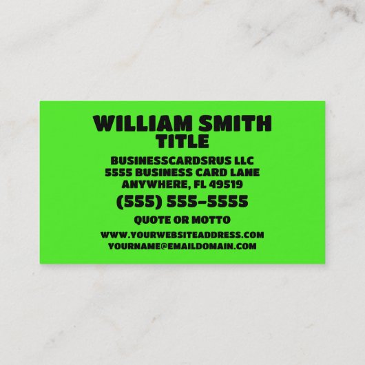 Scrapper Neon Green Visitekaartje (Achterkant)