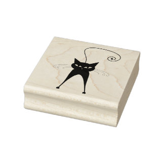 Scrappy Cat Zwarte Kat Aangepaste Rubber Stempel