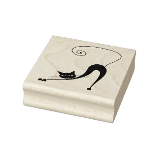 Scrappy Cat Zwarte Kat Aangepaste Rubber Stempel