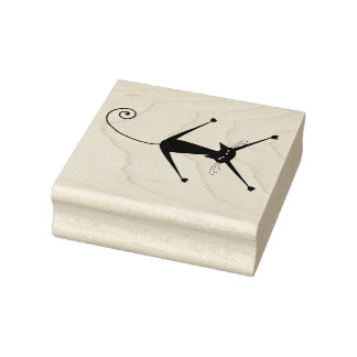 Scrappy Cat Zwarte Kitty Aangepast Rubberstempel