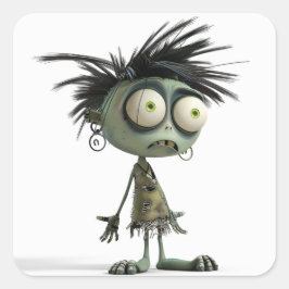 Scrappy Ghoul - Skeletale Punk Zombie Vierkante Sticker