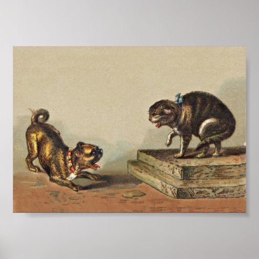 Scrappy Pug Dog en Kat Poster (Voorkant)