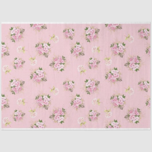 Scrappy roze Floral Series Design 7 Tissuepapier (Voorkant)