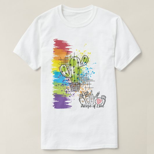 Scraps van Liefde Kleurrijke Cactus T-shirt (Design voorkant)