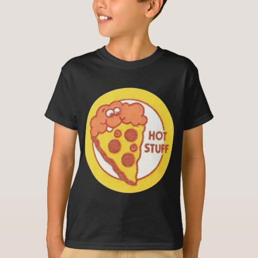 Scratch en Sniff Stickers Hot Stuff Pizza T-shirt (Voorkant)