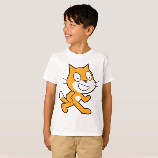 Scratch Programming Language Officiële Mascot Cat T-shirt (Voorkant volledig)
