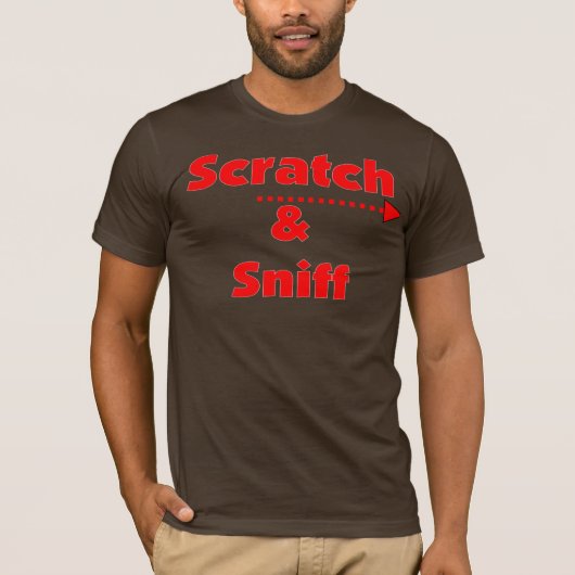 Scratch & Sniff Arrow om Mannen T-Shirt te Armpitt (Voorkant)