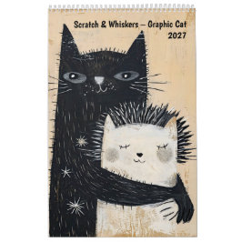 Scratch & Whiskers – Grafische kattenkalender 2027 Kalender