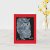 Scratchboard Eekhoorn Note Kaart (Gele Bloem)
