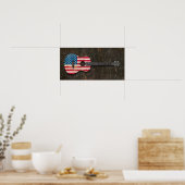 Scratched and Worn American Flag Acoustic Guitar Poster (Keuken)