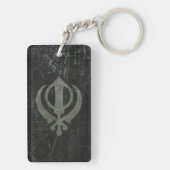 Scratched and Worn Grey Sikh Khanda Symbol Sleutelhanger (achterkant)