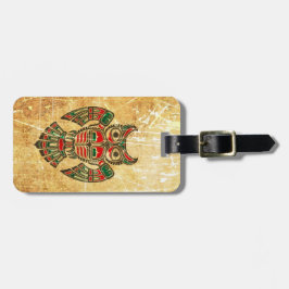 Scratched and Worn Haida Spirit Owl Bagagelabel