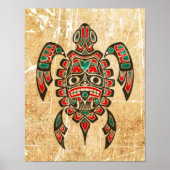 Scratched and Worn Haida Spirit Sea Turtle Poster (Voorkant)