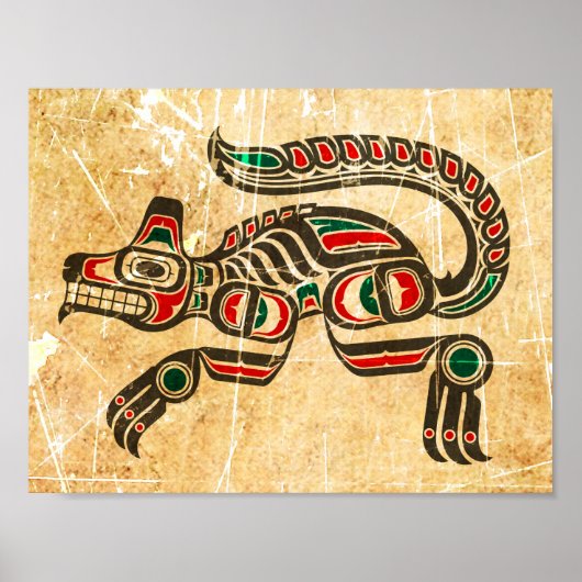 Scratched and Worn Haida Spirit Wolf Poster (Voorkant)